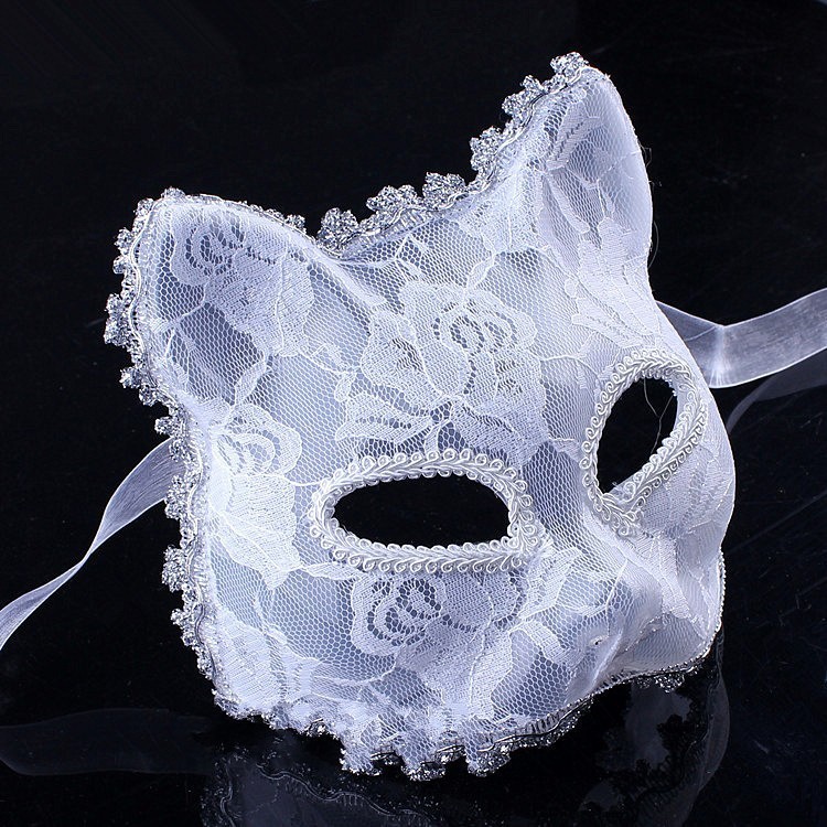 75g ҷ ũ  Ƽ ũ ̽  ũ  ؽ ũ ȭƮ  5PCS/75g halloween mask dance party mask lace cat masks child latex masks white color 5pcs